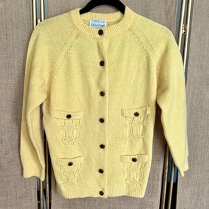 Vintage Bobbie Brooks Lambs Wool  70’s Yellow Cardigan